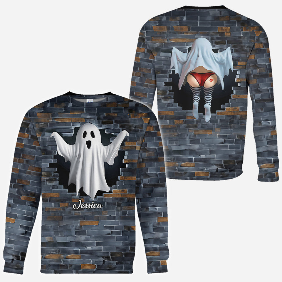 Funny Ghost Couple - Personalized Couple All Over Shirt