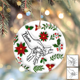 Hold My Hand, Hold My Heart - Personalized Grandma Ceramic Circle Ornament