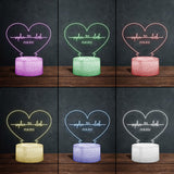 Any Name And Date - Personalized Couple Shaped Plaque Light Base