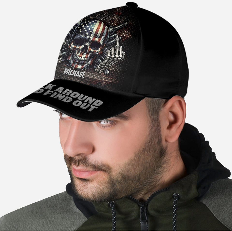 American Flag Skeleton - Personalized Skull Classic Cap