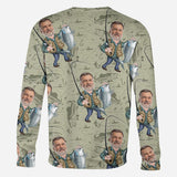 Funny Caricature Face - Personalized Fishing All Over Shirt