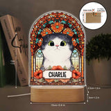 Pet With Stained Glass - Personalized Dog Shaped Plaque Light Base