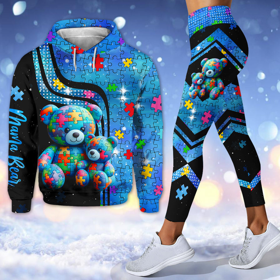 Sweat à capuche et legging « Maman Ours » pour la sensibilisation à l'autisme