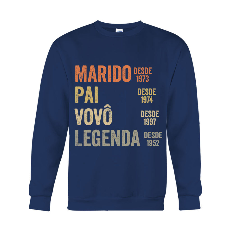 Marido Pai Vovô Legenda Desde - Personalized Grandpa T-shirt And Hoodie