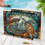 Beautiful Turtle Stained Glass You And Me - Personalized Turtle One-sided Horizontal Rectangle Building Brick Blocks