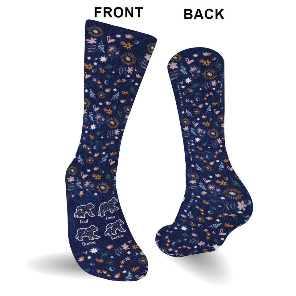 Mama Bear Floral - Personalized Mother Socks