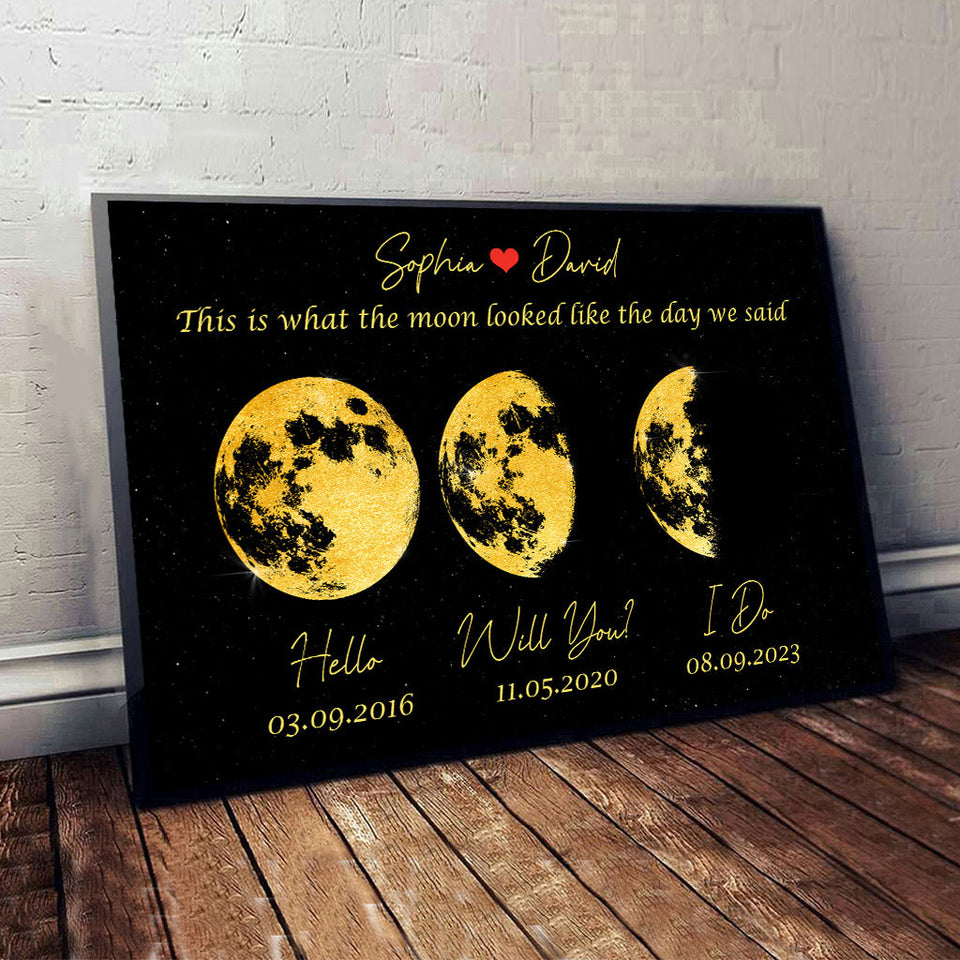 The Moon Look Like This - Personalized Couple Canvas And Poster