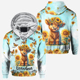 Love Being Called Grandma Highland Cow Sunflower - Personalized All Over Shirt