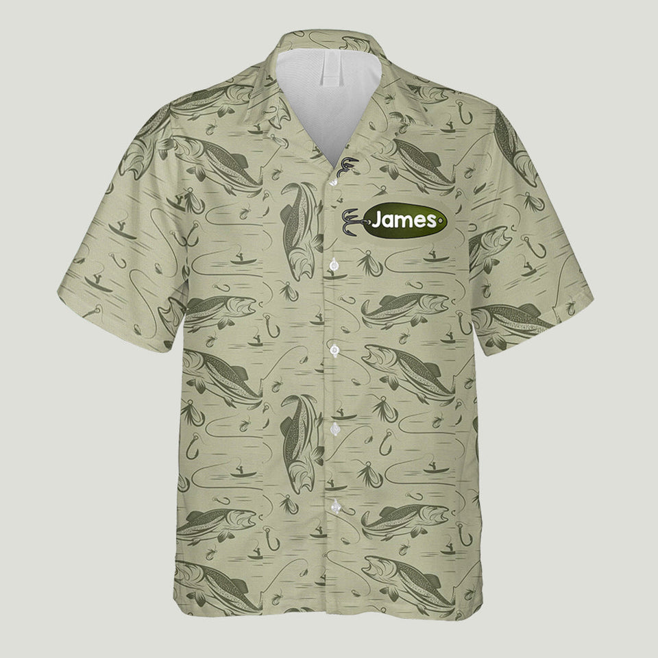 Hooked On Being Dad/ Grandpa... - Personalized Fishing Hawaiian Shirt