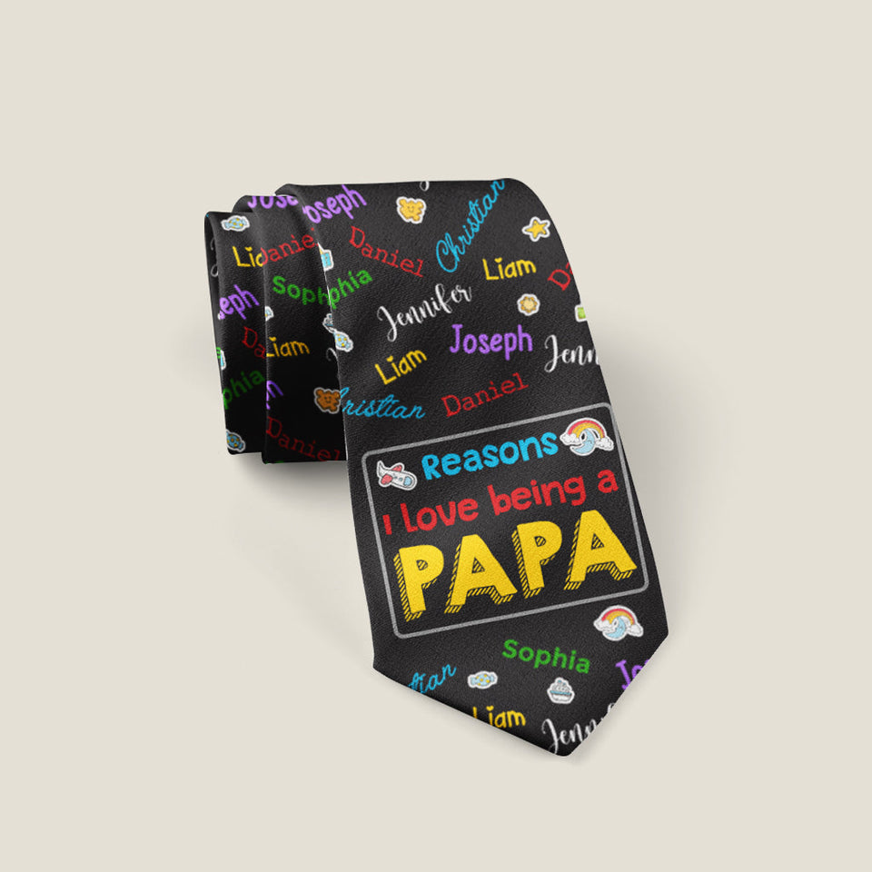 Reasons I Love Being A Grandpa - Personalized Grandpa Necktie