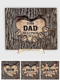 This Dad Mom Grandma Grandpa Belongs To Wooden Heart - Personalized Father 2 Layered Wood Sign / Wood Plaque