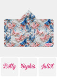 Pink And Blue Butterflies - Personalized Butterfly Hooded Blanket