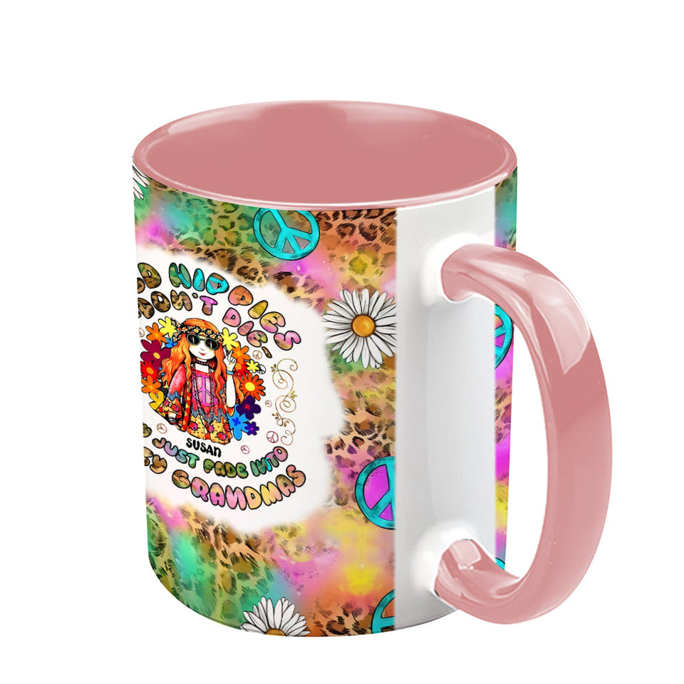 Womens Old Hippies Don't Die Fade Into Crazy Grandmas - Personalized Hippie Accent Mug
