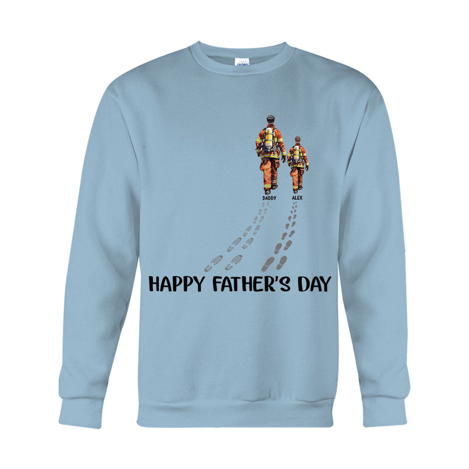 Happy Father's Day Firefighter Dad - Personalized Firefighter T-shirt And Hoodie