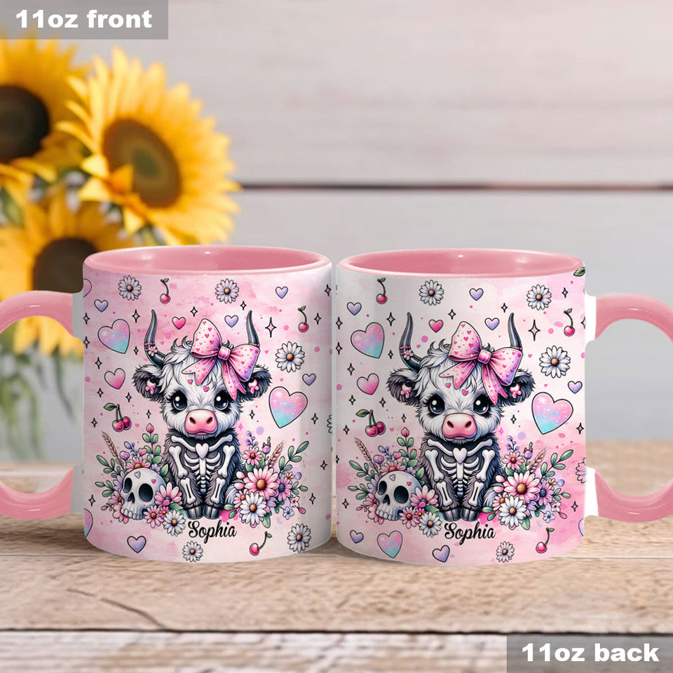 Cute Spooky Halloween Highland Cow - Personalized Accent Mug