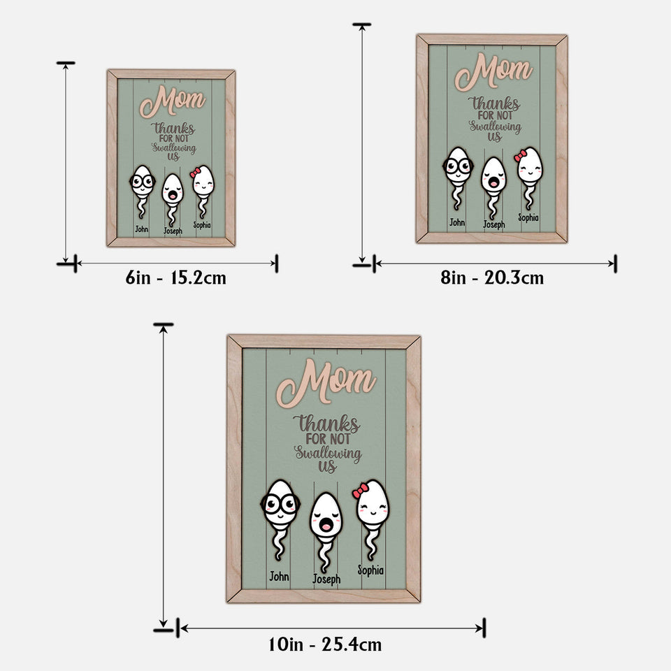 Thanks For Not Swallowing Funny - Personalized Mother 2 Layered Wood Sign / Wood Plaque