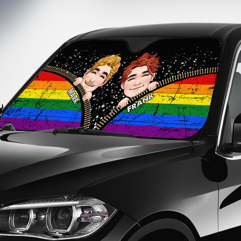 Funny Couple Pride - Personalized LGBT Support Car Sunshade