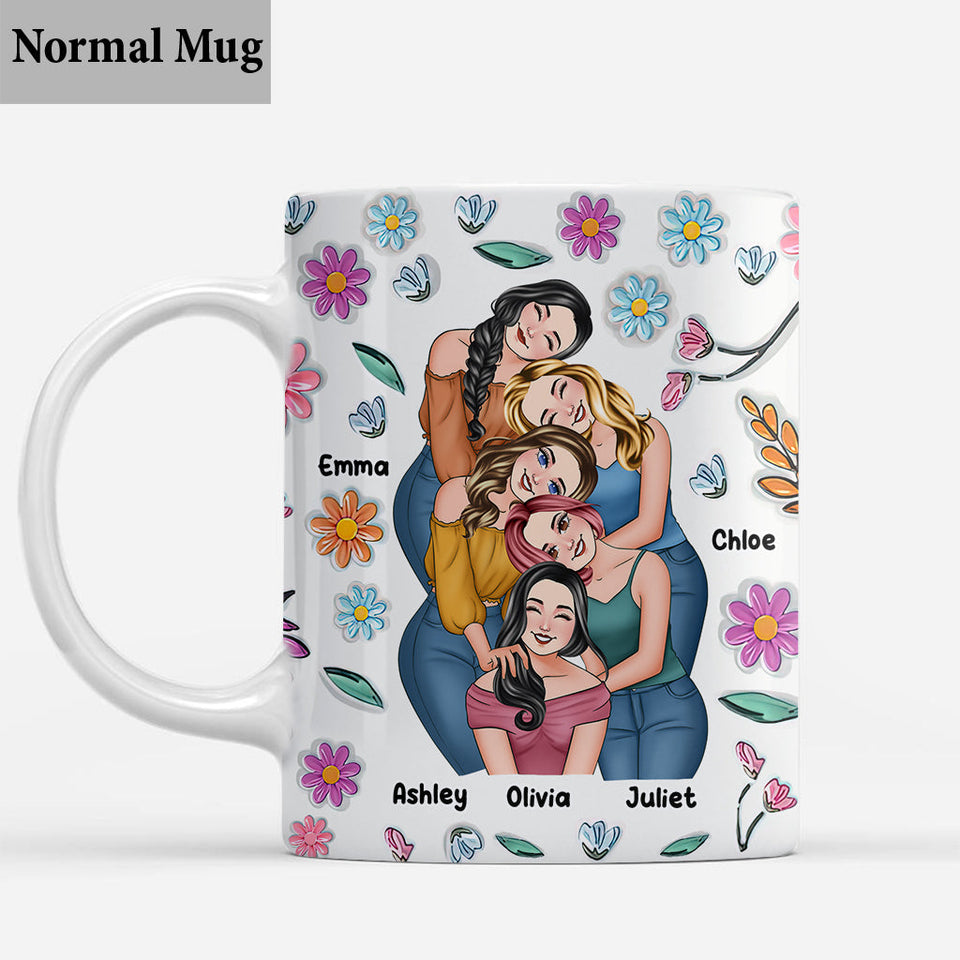 Besties Forever Floral Style - Personalized Bestie Mug