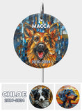 Dog on Ceramic Tiles - Personalized Dog Round Hanging Garden Slate