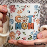 Cat Mom Pastel Floral Inflated - Personalized Cat Mug