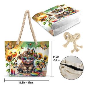 Love Being Called Grandma Highland Cow Summer Vibes - Personalized Beach Bag