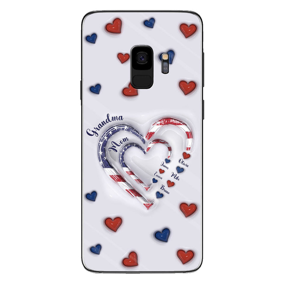 4th Of July Grandma's Hearts - Personalized Grandma Phone Case