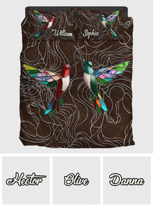 Family Members Hummingbirds Beautiful Birds - Personalized Family Bedding Set