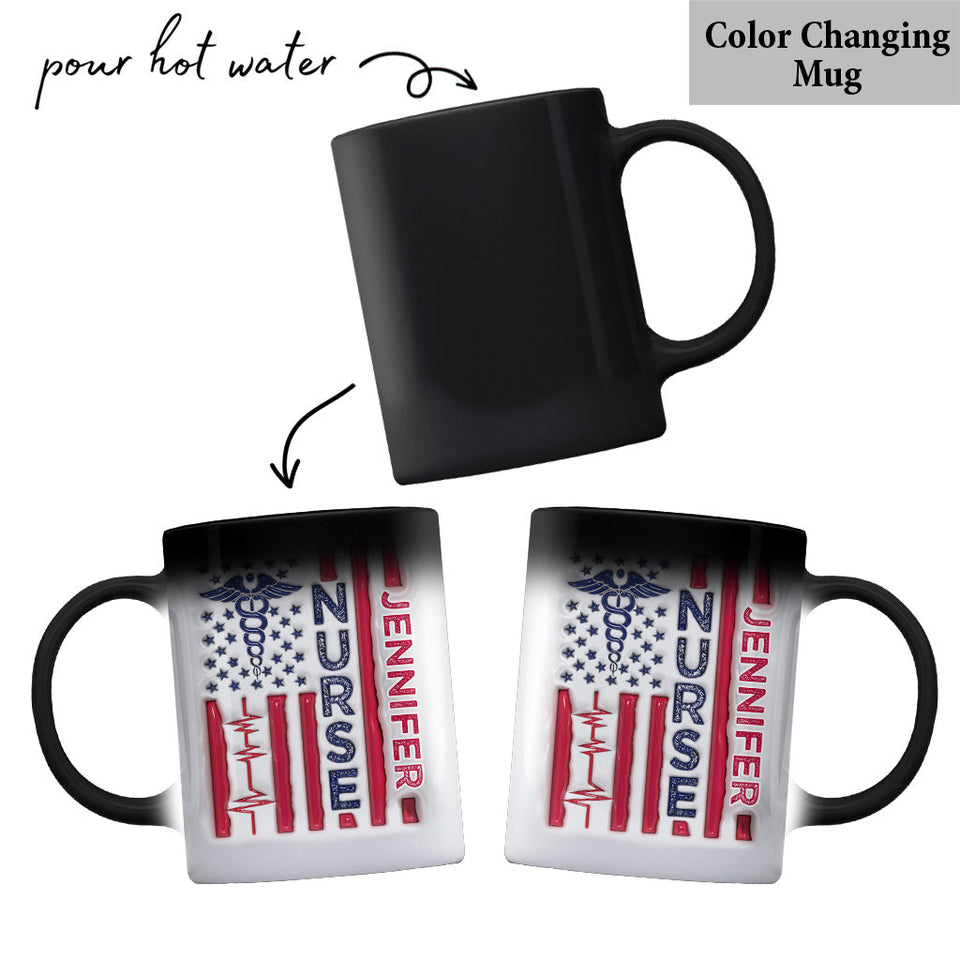 Nurse Patriotic 4th July - Personalized Nurse Mug