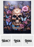 Beauty Of The Dark Skull Roses Butterflies - Personalized Skull Blanket