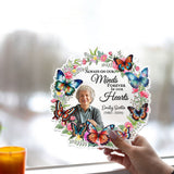 Your Wings Were Ready But Our Hearts Were Not - Personalized Memorial Window Hanging Suncatcher Ornament