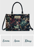 Skull & Flower - Personalized Skull Leather Handbag