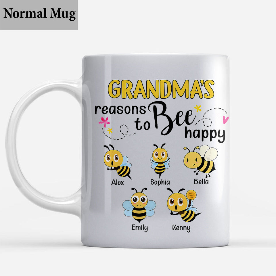Grandma's Reasons To Bee Happy - Personalized Bee Mug