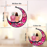 Mother And Children Sitting On The Moon - Personalized Mother Window Hanging Suncatcher Ornament