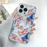 Pink And Blue Butterflies - Personalized Butterfly Clear Phone Case