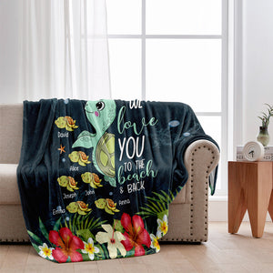 We Love You To The Beach And Back - Personalized Grandma Blanket