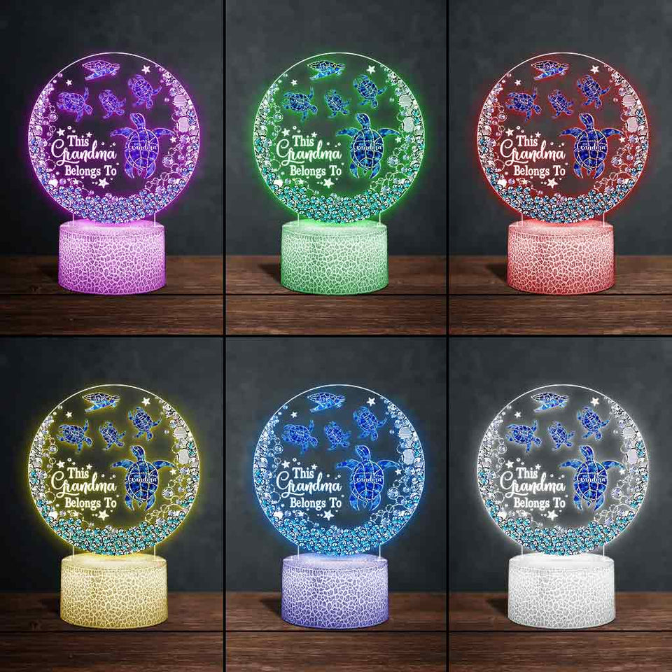 This Grandma Belongs To - Personalized Turtle Shaped Plaque Light Base