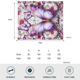 Purple Butterflies - Personalized Butterfly Blanket