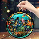 You & Me And The Sea - Personalized Scuba Diving 2 Layered Window Hanging Suncatcher