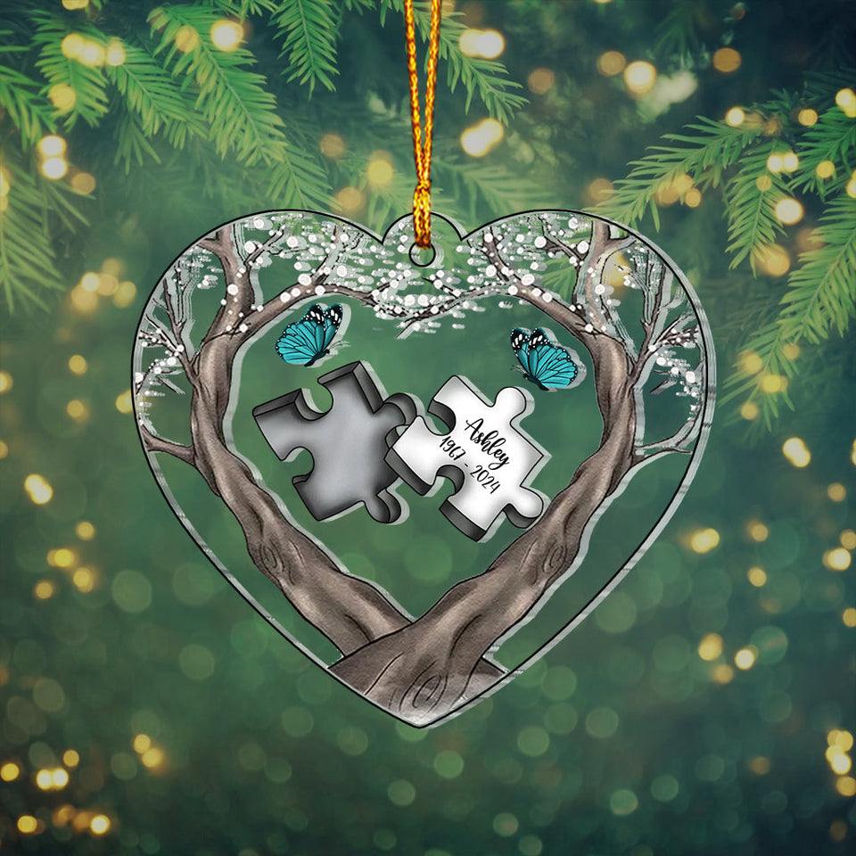 A Piece Of My Heart Lives In Heaven - Personalized Memorial Custom Shaped Ornament
