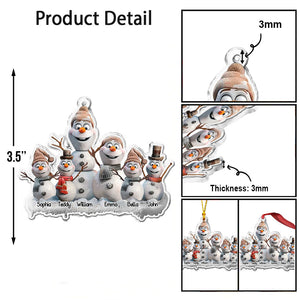 Snowman Family - Personalized Family Custom Shaped Ornament