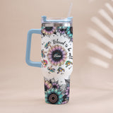 First Mom Now Grandma - Personalized Grandma Tumbler With Handle