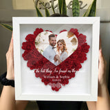 Custom Photo, Names, Date, Message And Soundwave - Personalized Couple Flower Shadow Box