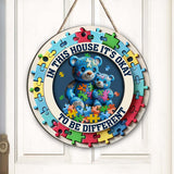 In This House It's Okay To Be Different - Autism Awareness Custom Shaped Wood Sign