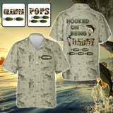 Hooked On Being Dad/ Grandpa... - Personalized Fishing Hawaiian Shirt