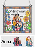 Besties Forever Floral Style - Personalized Bestie Window Hanging Suncatcher Ornament
