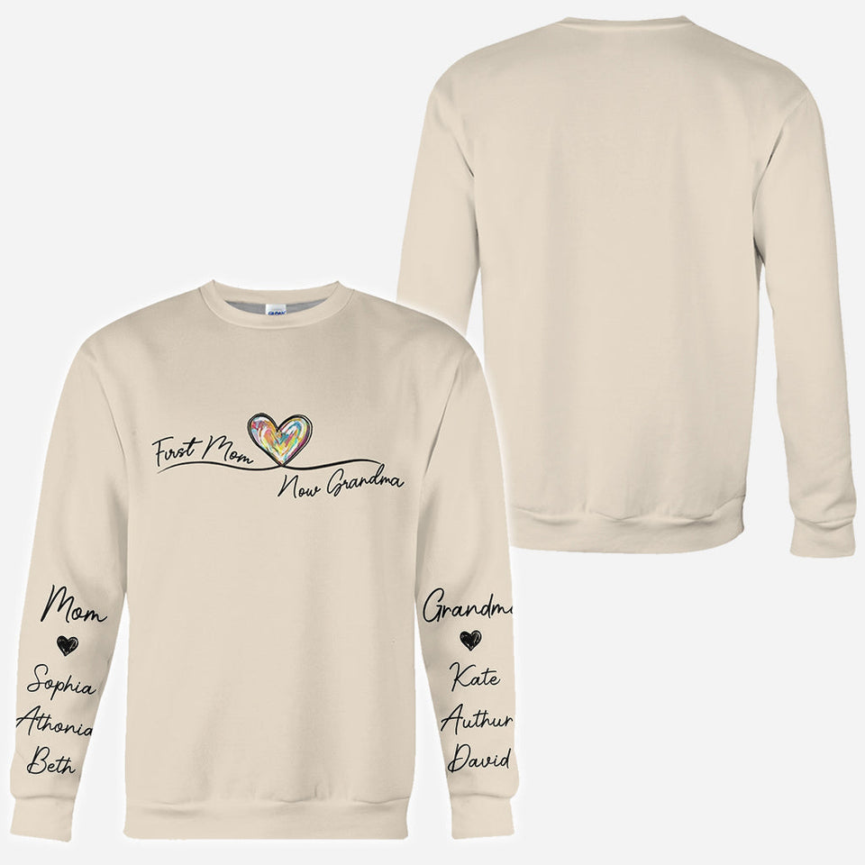 First Mom Now Grandma - Personalized Grandma All Over Shirt