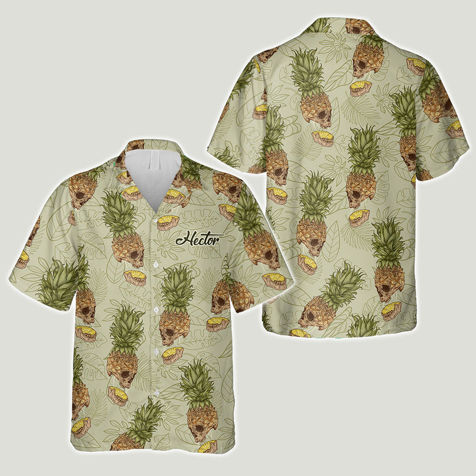 Funny Pineapple Skull - Personalized Skull Hawaiian Shirt