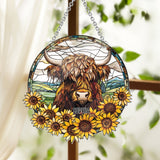 Baby Cow Sunflower - Personalized Window Hanging Suncatcher Ornament