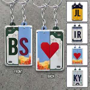 Any Letter Liscense PLate - Personalized Couple Matching Keychain