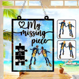 You Are My Missing Piece - Personalized Scuba Diving Window Hanging Suncatcher Ornament